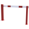 Compact hand barrier | without fixed support post | clear width: 1500 mm | for padlock | hot-dip galvanized and coated red / white